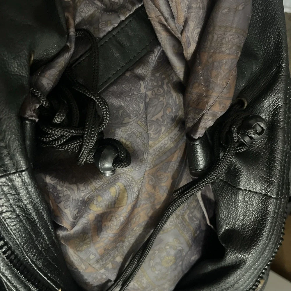 Stratojac Black Leather Jacket Long Heavy Lined Men's Winter Coat Sz XXL‎